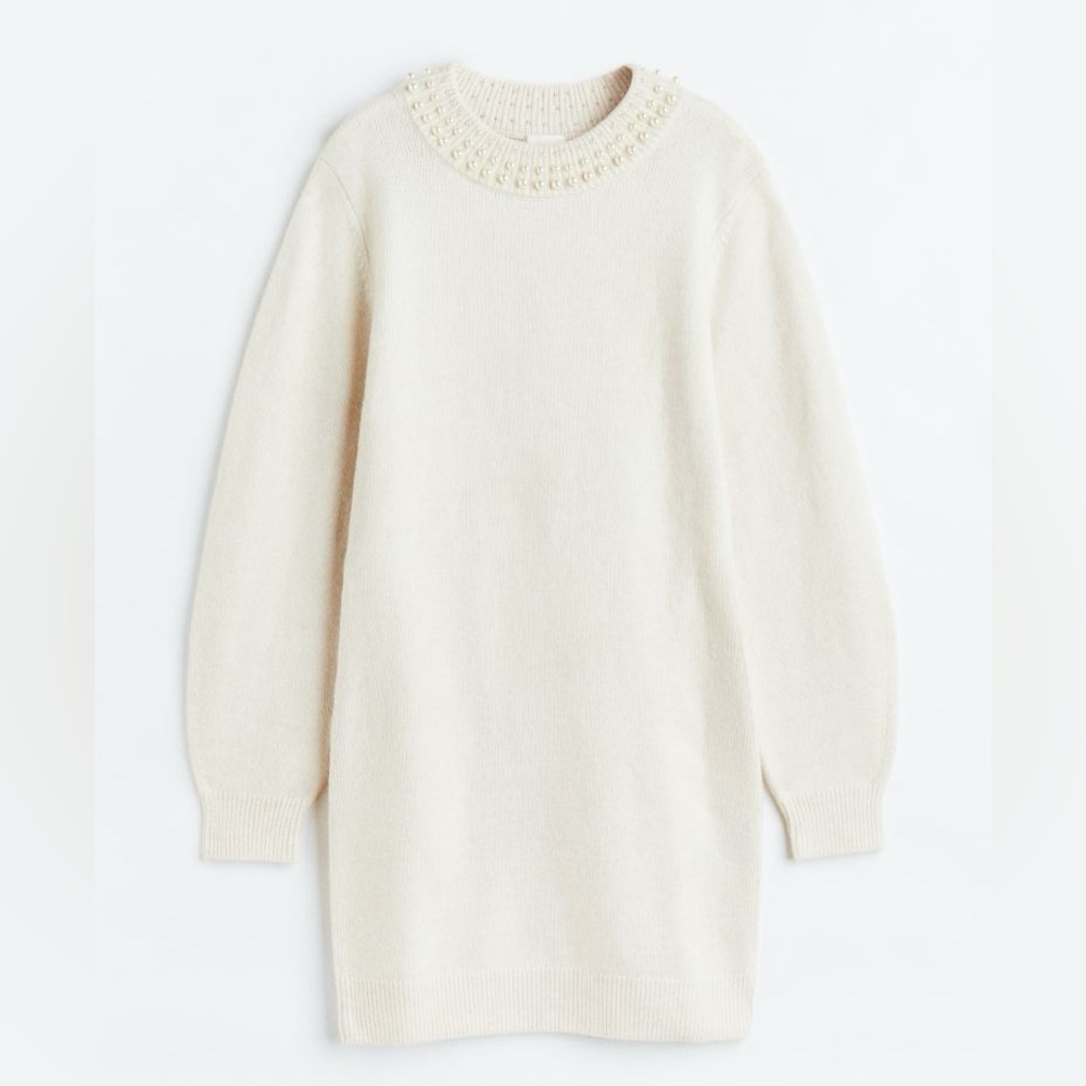 H&M Pearl Beaded Knit Dress - XL